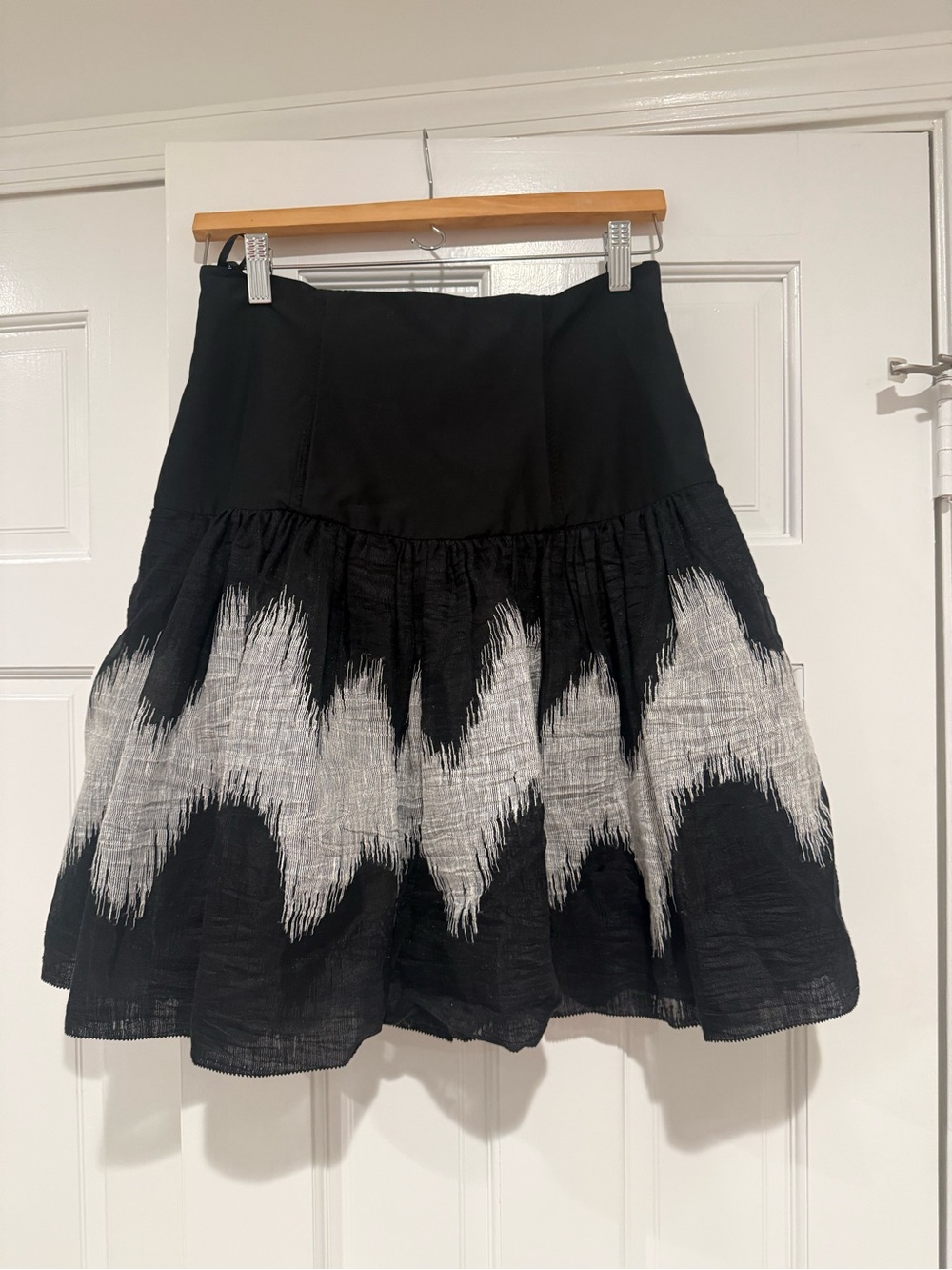 Black Circle Skirt with White Wave Accent